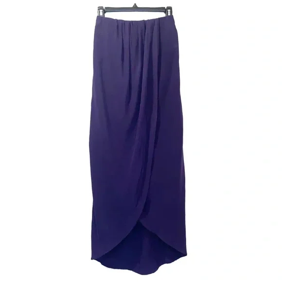 Olivaceous 100% silk layered plum maxi skirt - Picture 11 of 16